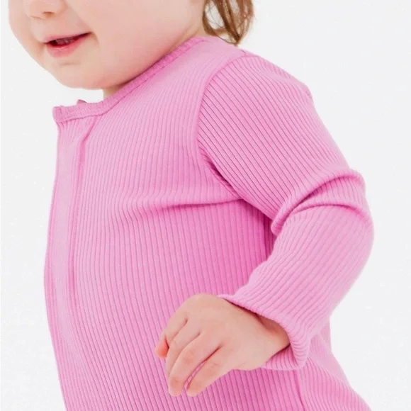 Magnetic Me Organic Cotton Modal Ribbed Footie Mauve 3-6 6-9 9-12 - Picture 5 of 8